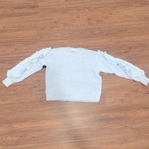 Baby blue ruffle sleeved ZARA sweater